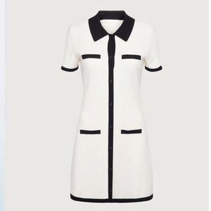 OAK + FORT Collared contrast trim knit mini dress